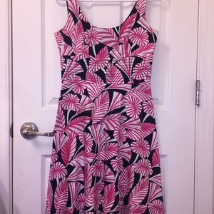 Maggy London Pink/Black Tropical Floral Dress